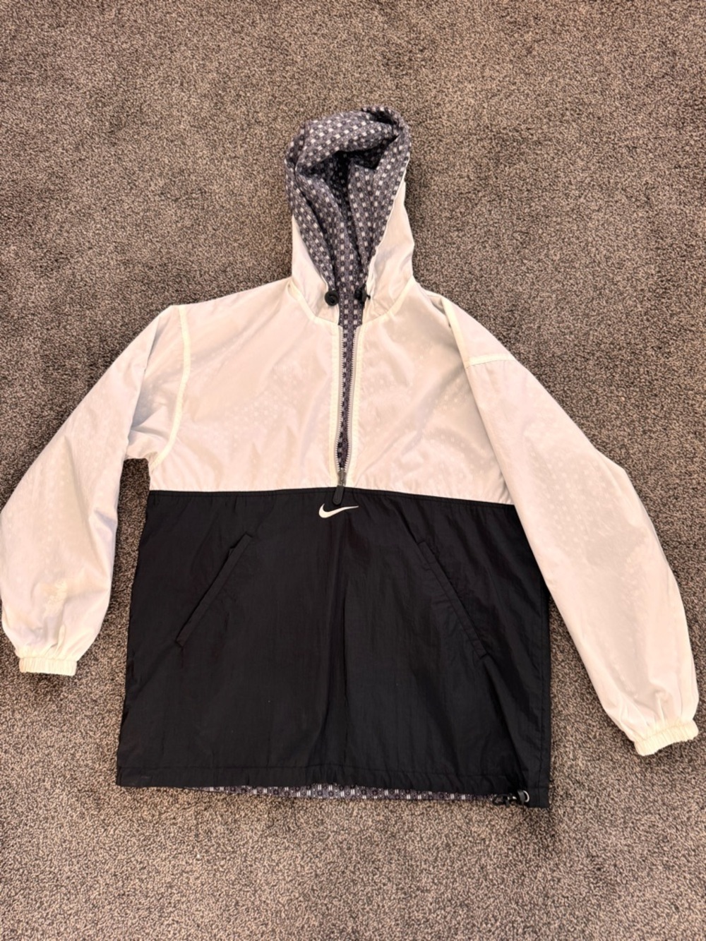 Nike Men’s Reversible Windbreaker White/Black/Navy Blue/Gray Sz Medium Pullover - Picture 11 of 16